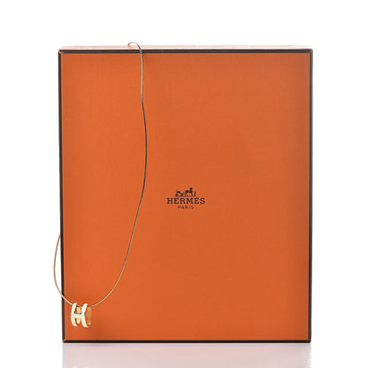 Hermes Lacquered Gold Pop H Pendant Necklace White 7 of 7