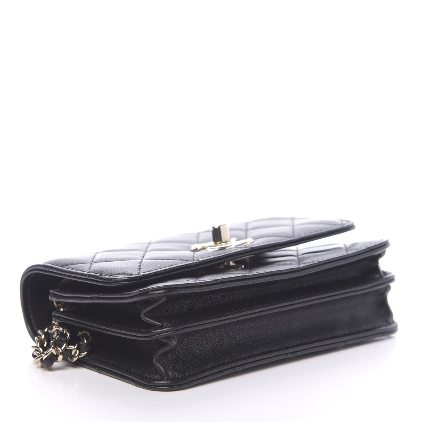 Lambskin Quilted Mini Trendy CC Wallet On Chain WOC Black
