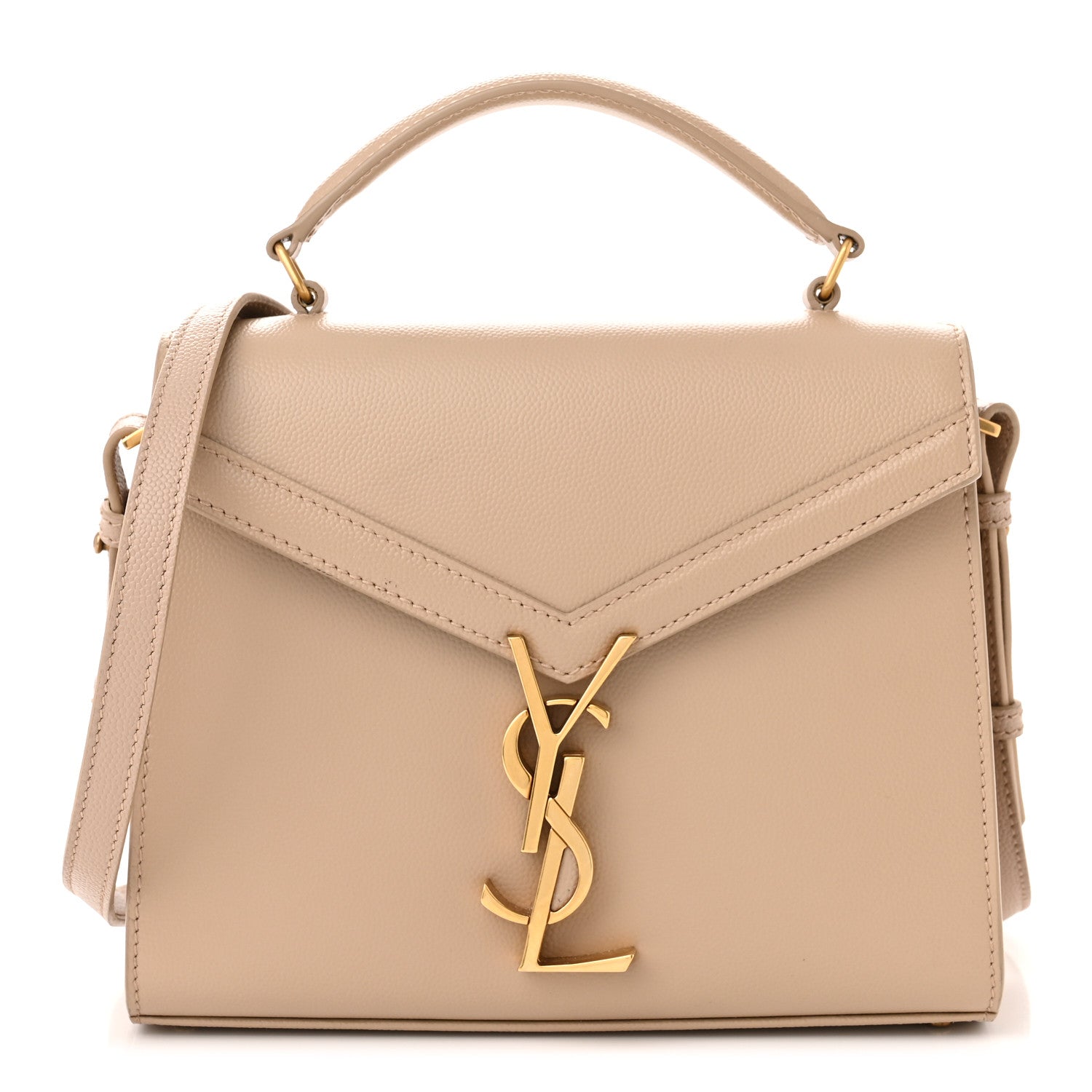 Saint Laurent Grain de Poudre Mini Classic Monogram Cassandra Top Handle Beige 1 of 11