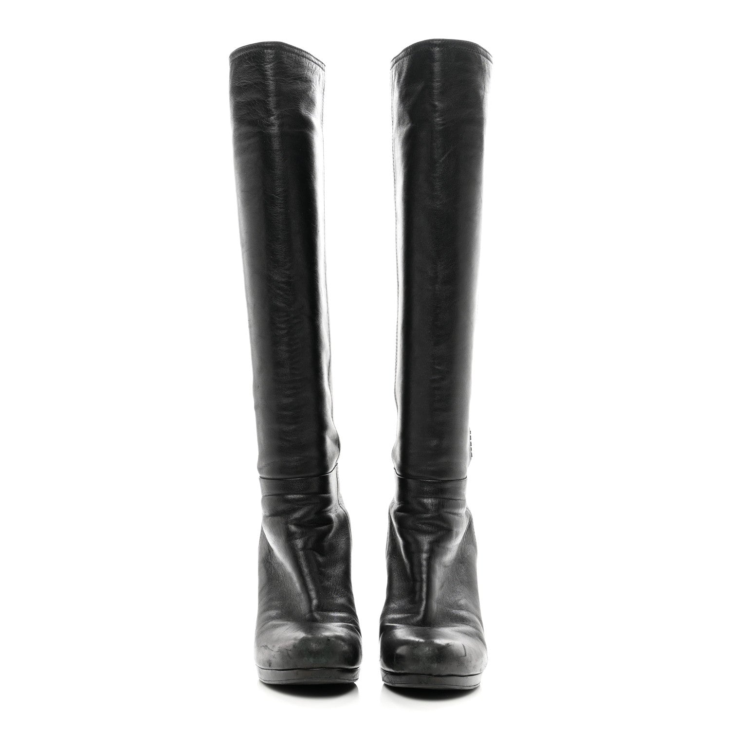 Prada Calfskin Knee Boots 39 Black 2 of 10