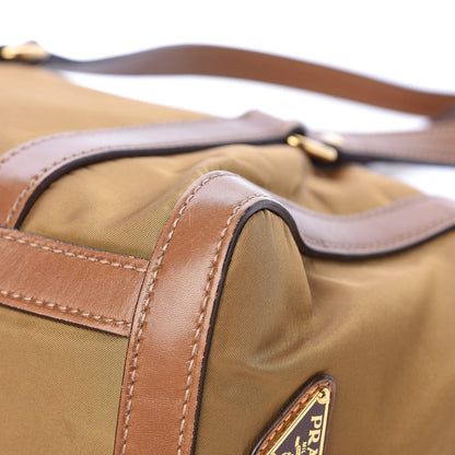 Prada Tessuto Nylon Calfskin Shoulder Bag Brown 16 of 30