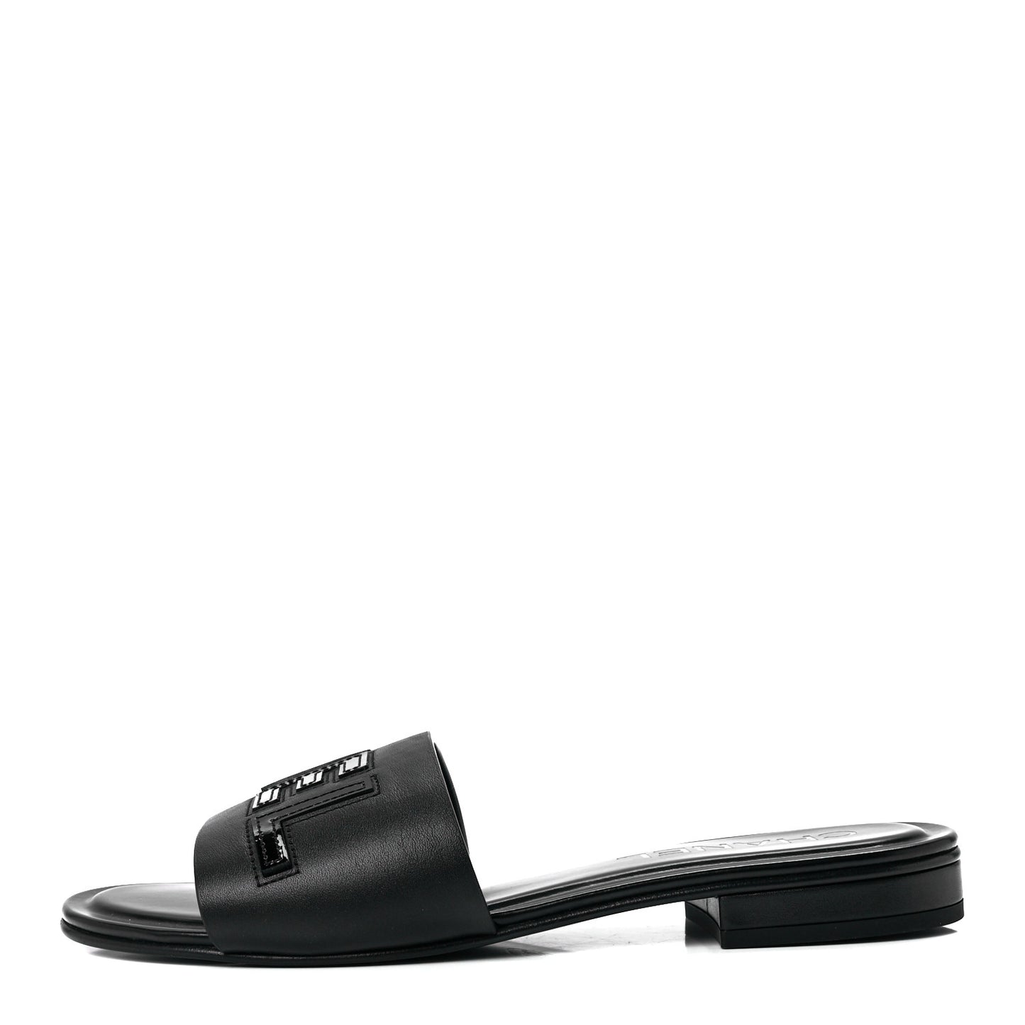 Calfskin Patent Calfskin Logo Mules 37.5 Black