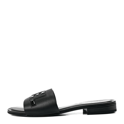 Chanel Calfskin Patent Calfskin Logo Mules 37.5 Black 1 of 8
