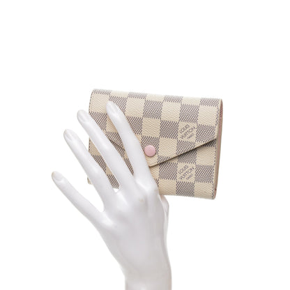 Louis Vuitton Damier Azur Victorine Wallet Rose Ballerine 2 of 6