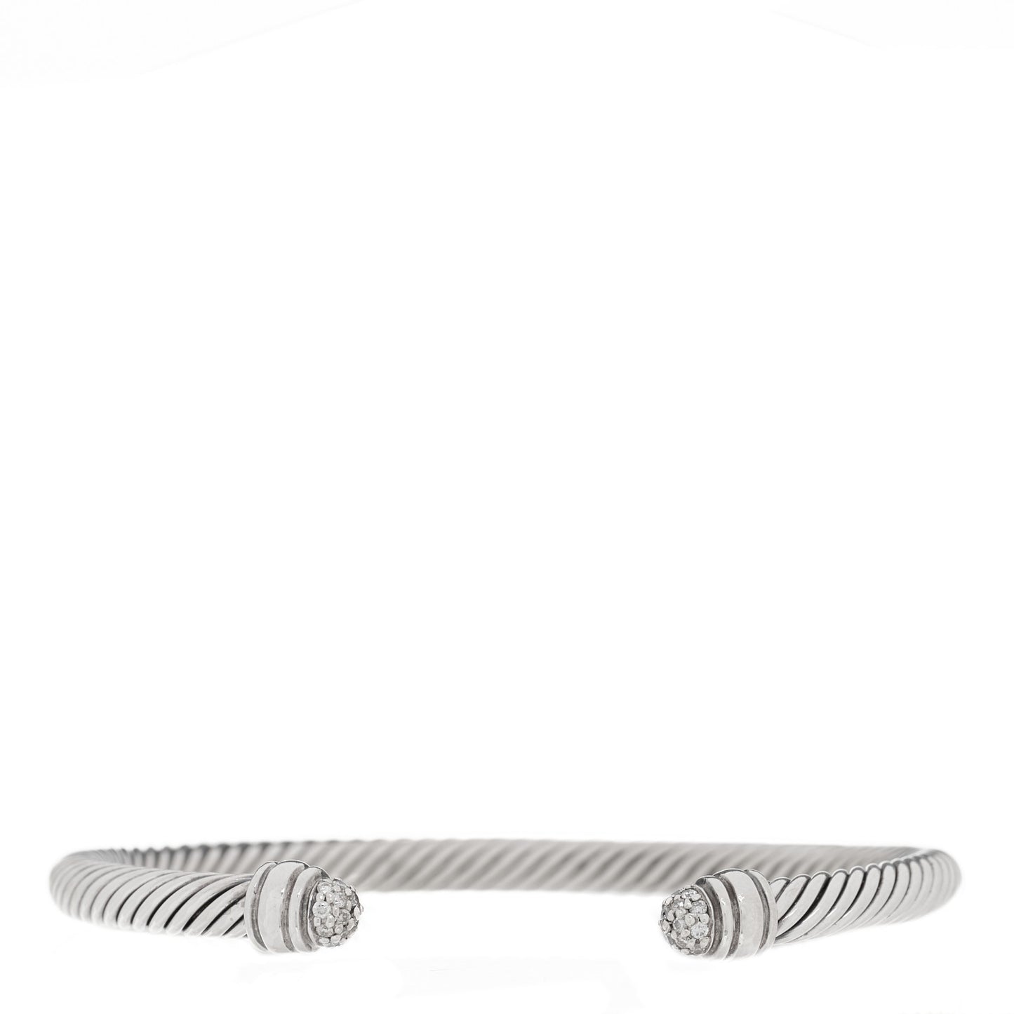 Sterling Silver Pave Diamond 5mm Cable Classics Bracelet
