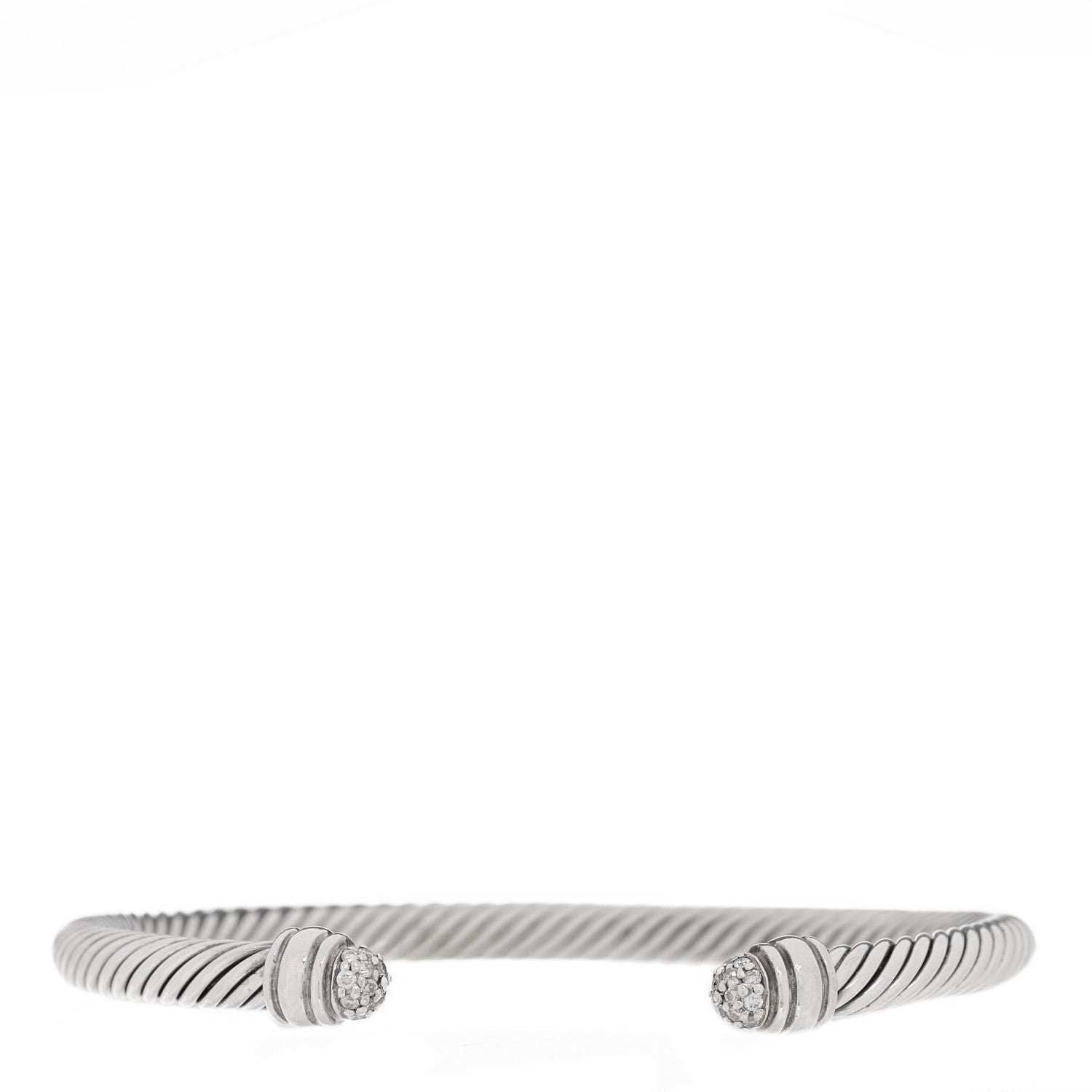 David Yurman Sterling Silver Pave Diamond 5mm Cable Classics Bracelet 1 of 5