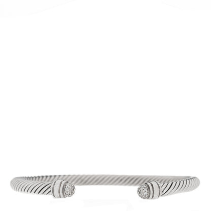 David Yurman Sterling Silver Pave Diamond 5mm Cable Classics Bracelet 1 of 5