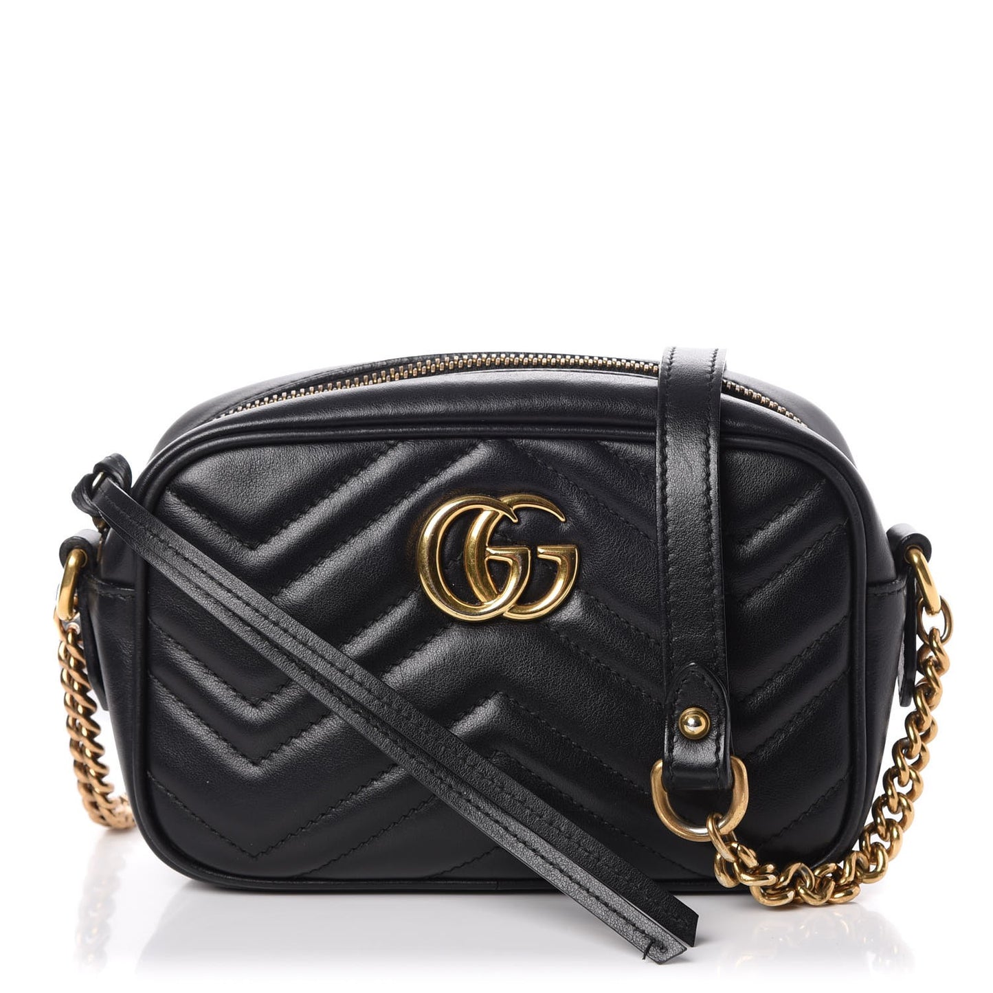 Calfskin Matelasse Mini GG Marmont Chain Shoulder Bag Black