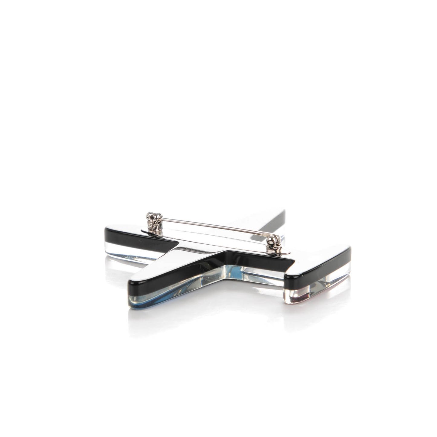 Resin Striped CC Airplane Brooch Blue Red