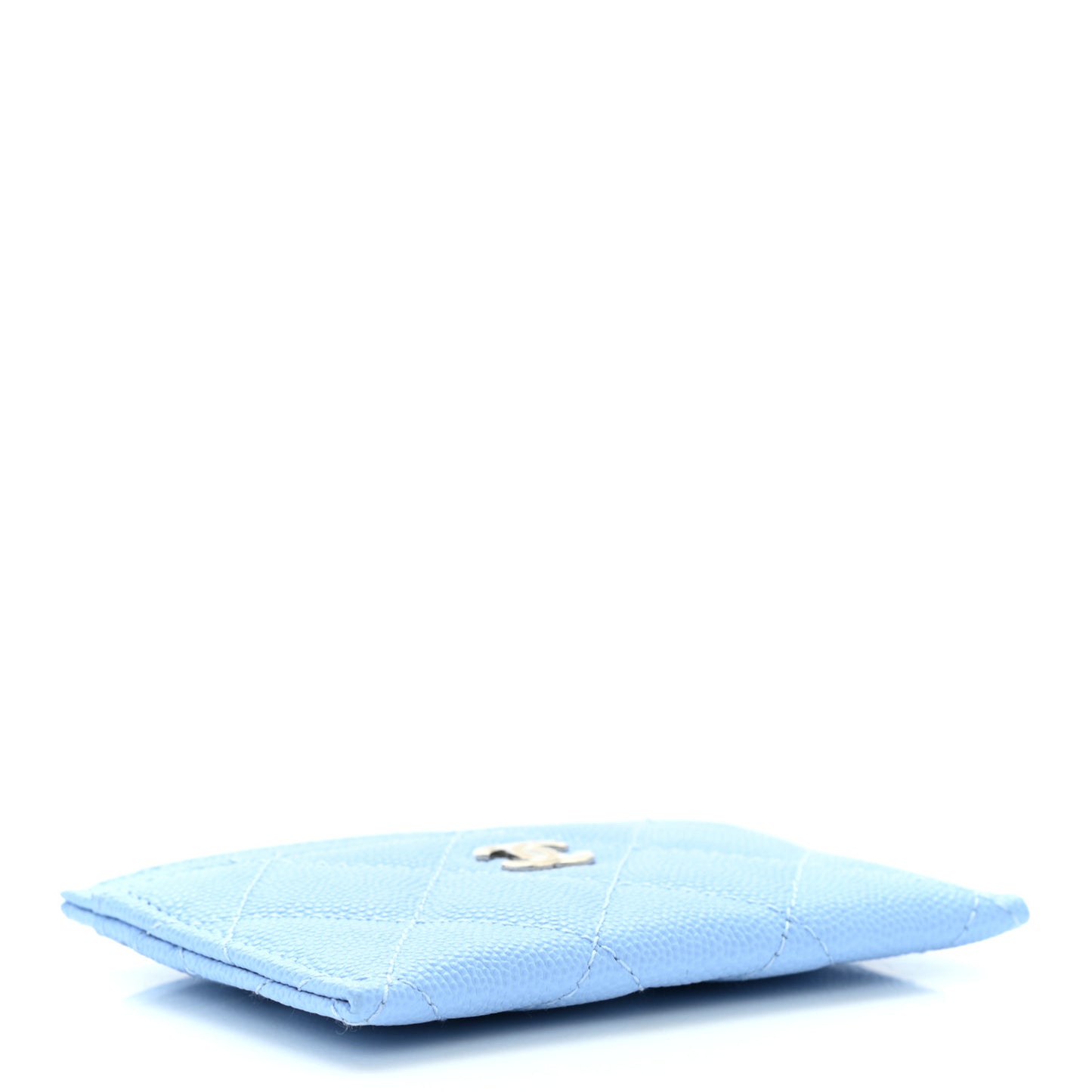 Caviar Quilted Card Holder Light Blue
