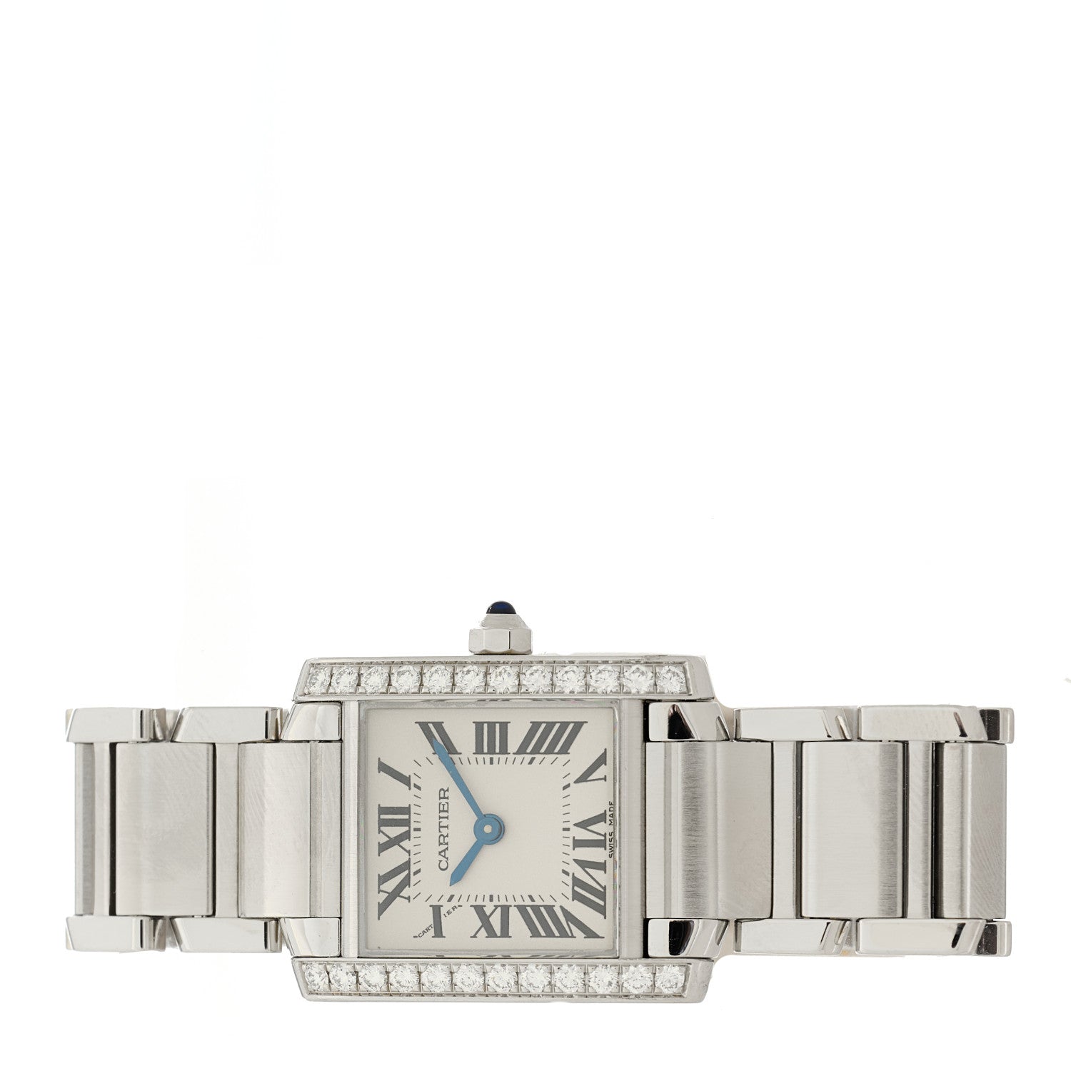 Cartier Stainless Steel Diamond Bezel 20mm Tank Francaise Quartz Watch 2 of 4