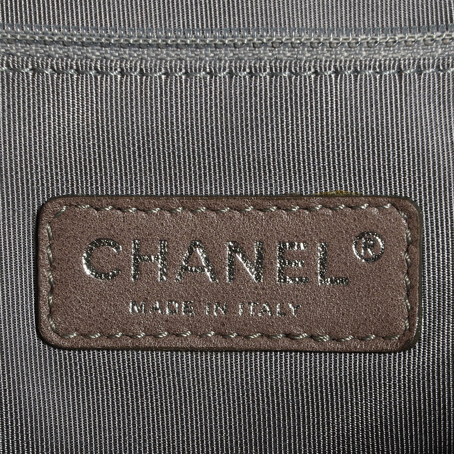 Metallic Cracked Calfskin Modern Chain Tote Dark Silver
