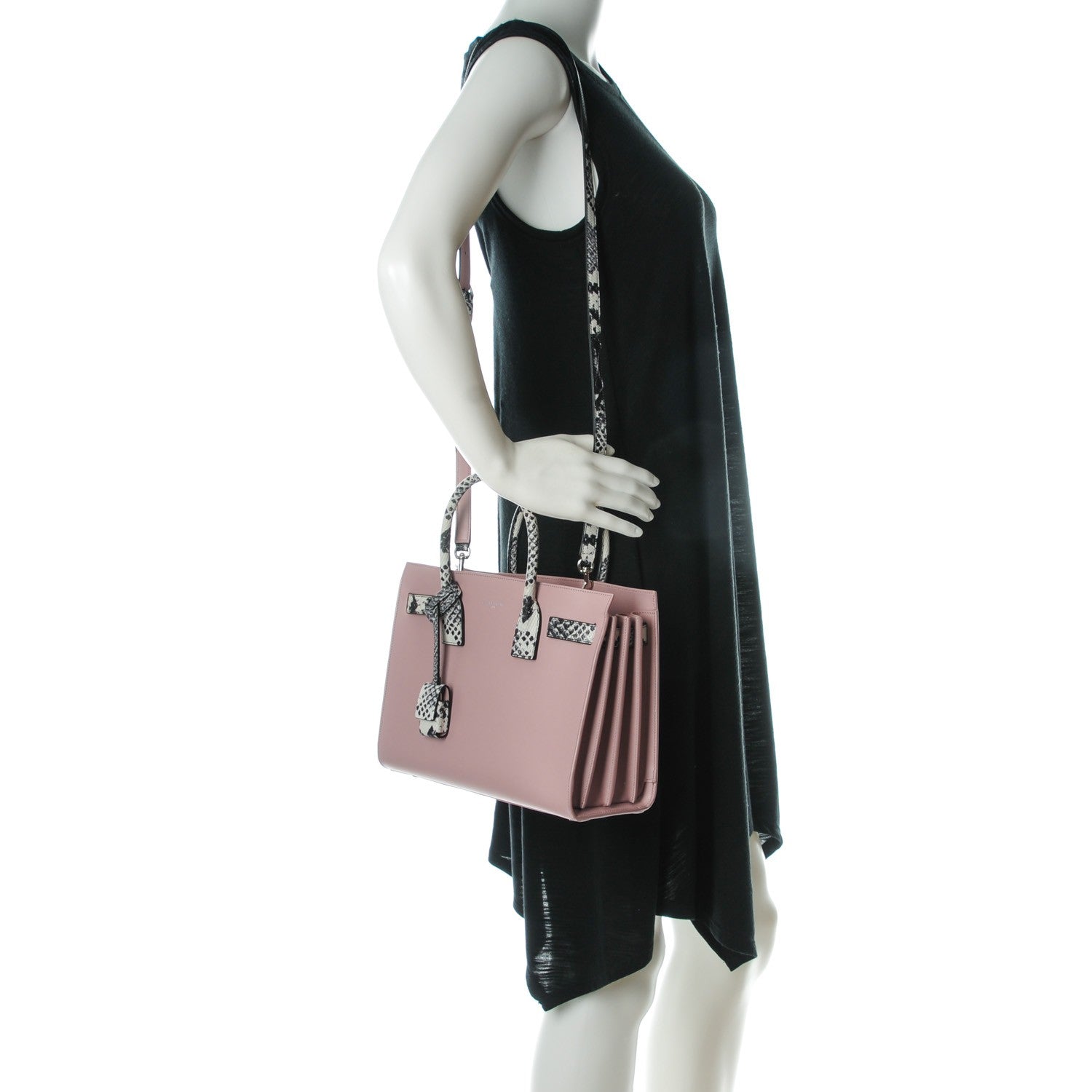 Saint Laurent Calfskin Embossed Python Baby Sac De Jour Powder Pink 2 of 9