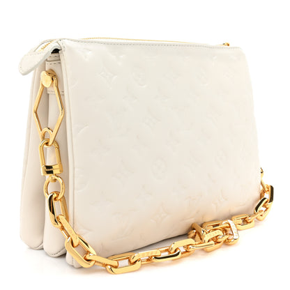 Louis Vuitton Lambskin Embossed Monogram Coussin PM Cream 3 of 12