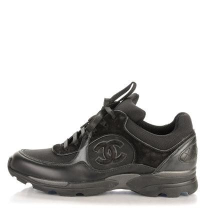Chanel Suede Calfskin CC Sneakers 39 Black 1 of 7