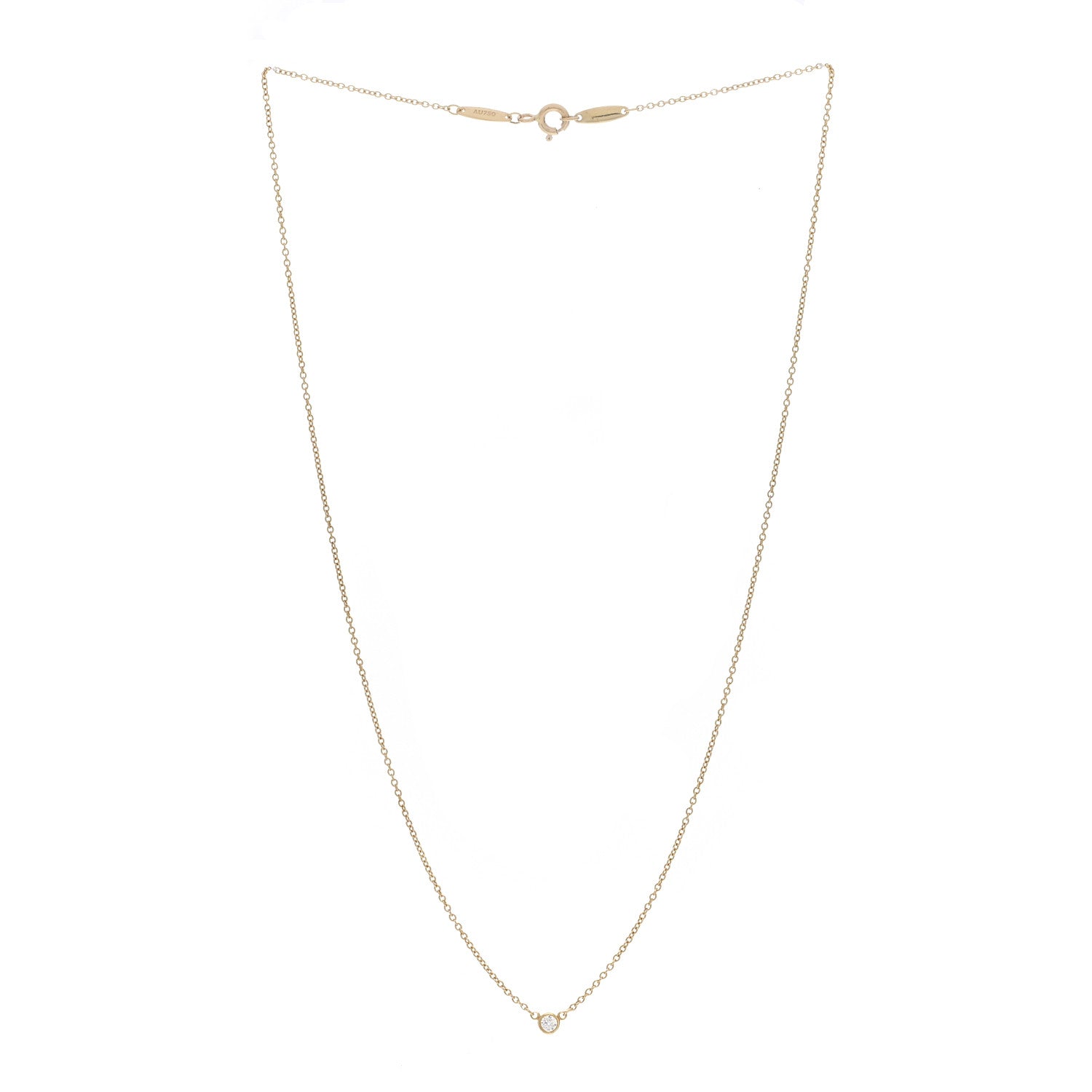 Tiffany 18K Yellow Gold Diamond .05ct Elsa Peretti Diamonds by the Yard Pendant Necklace 3 of 5