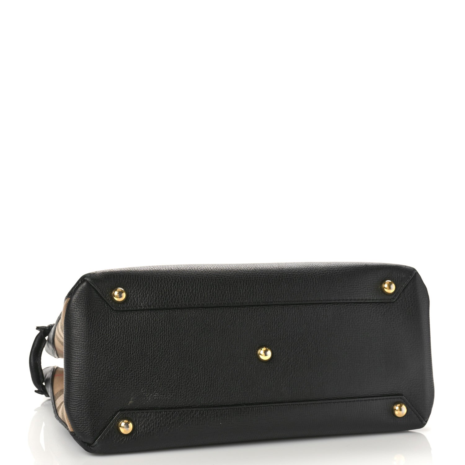 Burberry Derby Calfskin House Check Medium Banner Tote Black 4 of 10