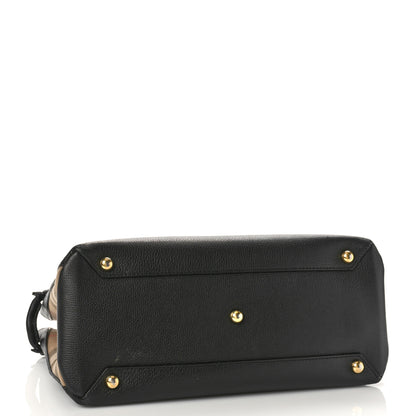 Burberry Derby Calfskin House Check Medium Banner Tote Black 4 of 10