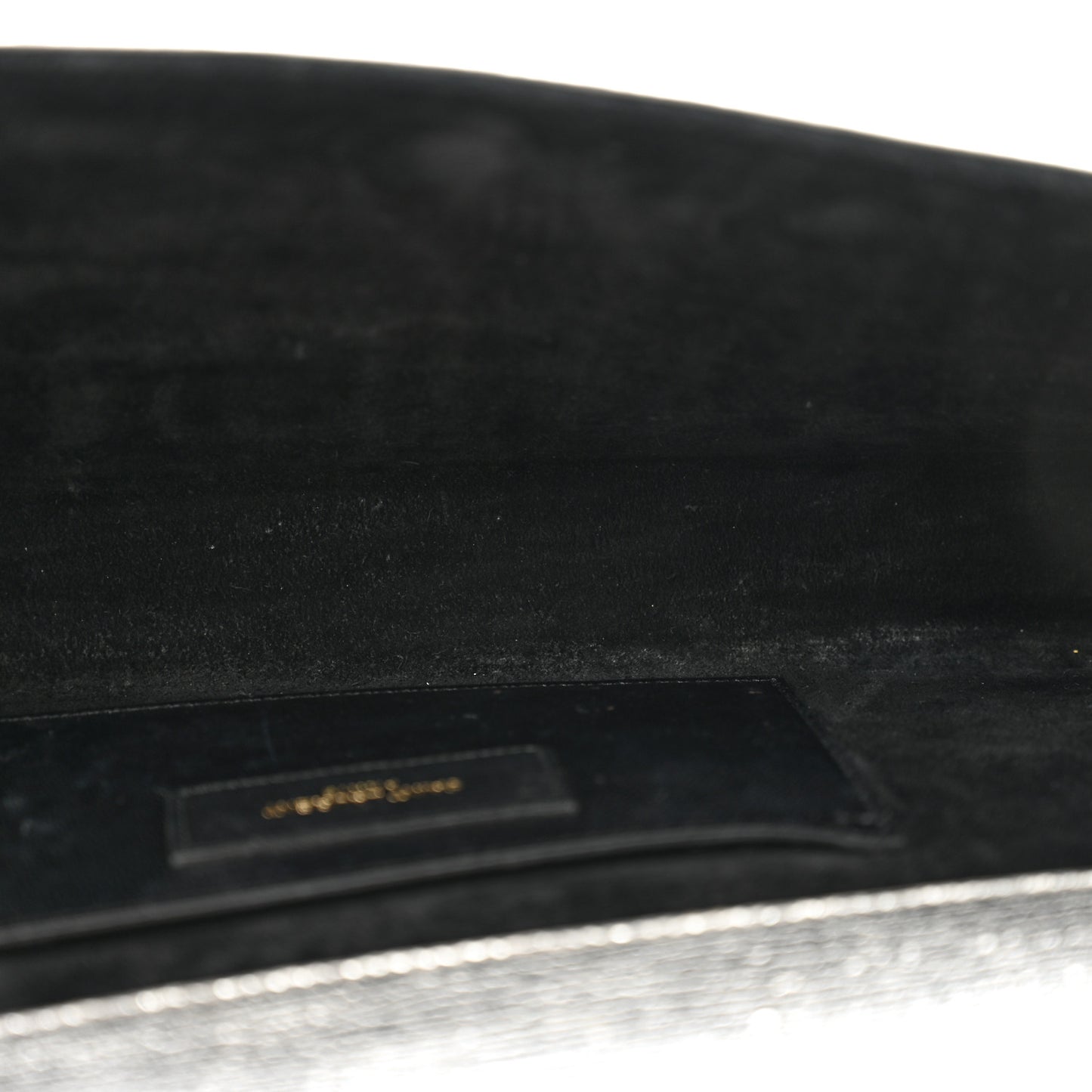 Textured Metallic Calfskin Classic Monogram Cassandre Clutch Silver