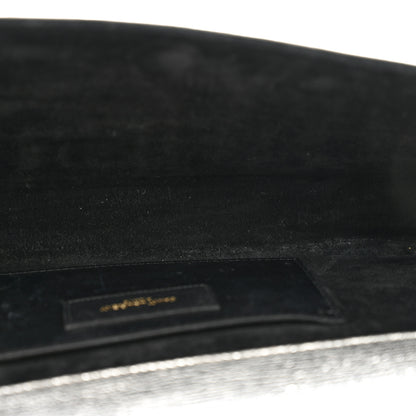 Saint Laurent Textured Metallic Calfskin Classic Monogram Cassandre Clutch Silver 5 of 16