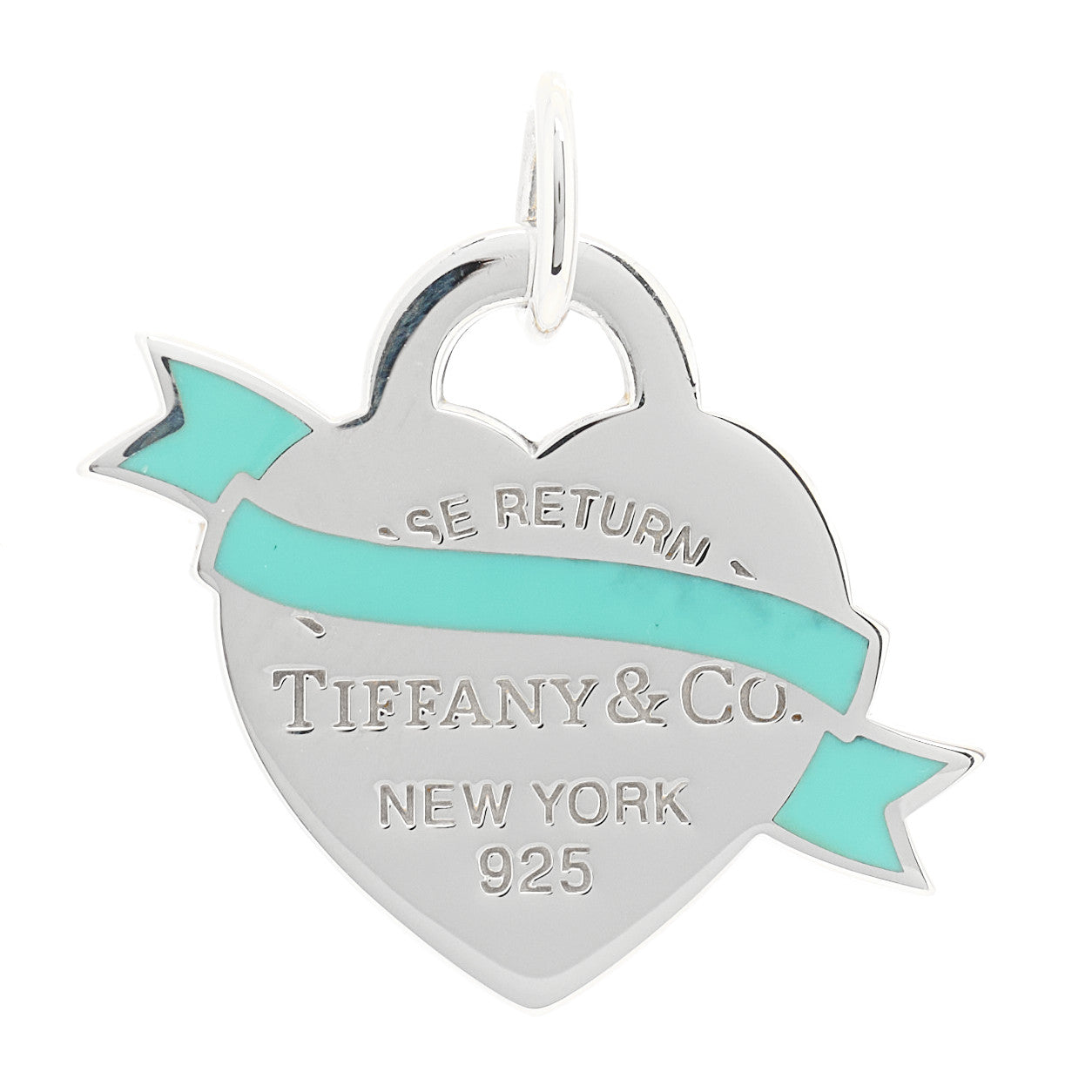 Sterling Silver Enamel Return To Tiffany Heart Ribbon Charm Blue