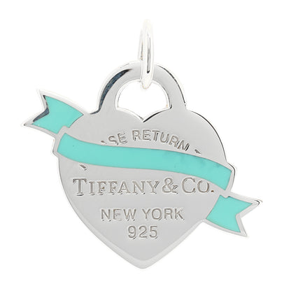 Tiffany Sterling Silver Enamel Return To Tiffany Heart Ribbon Charm Blue 1 of 3