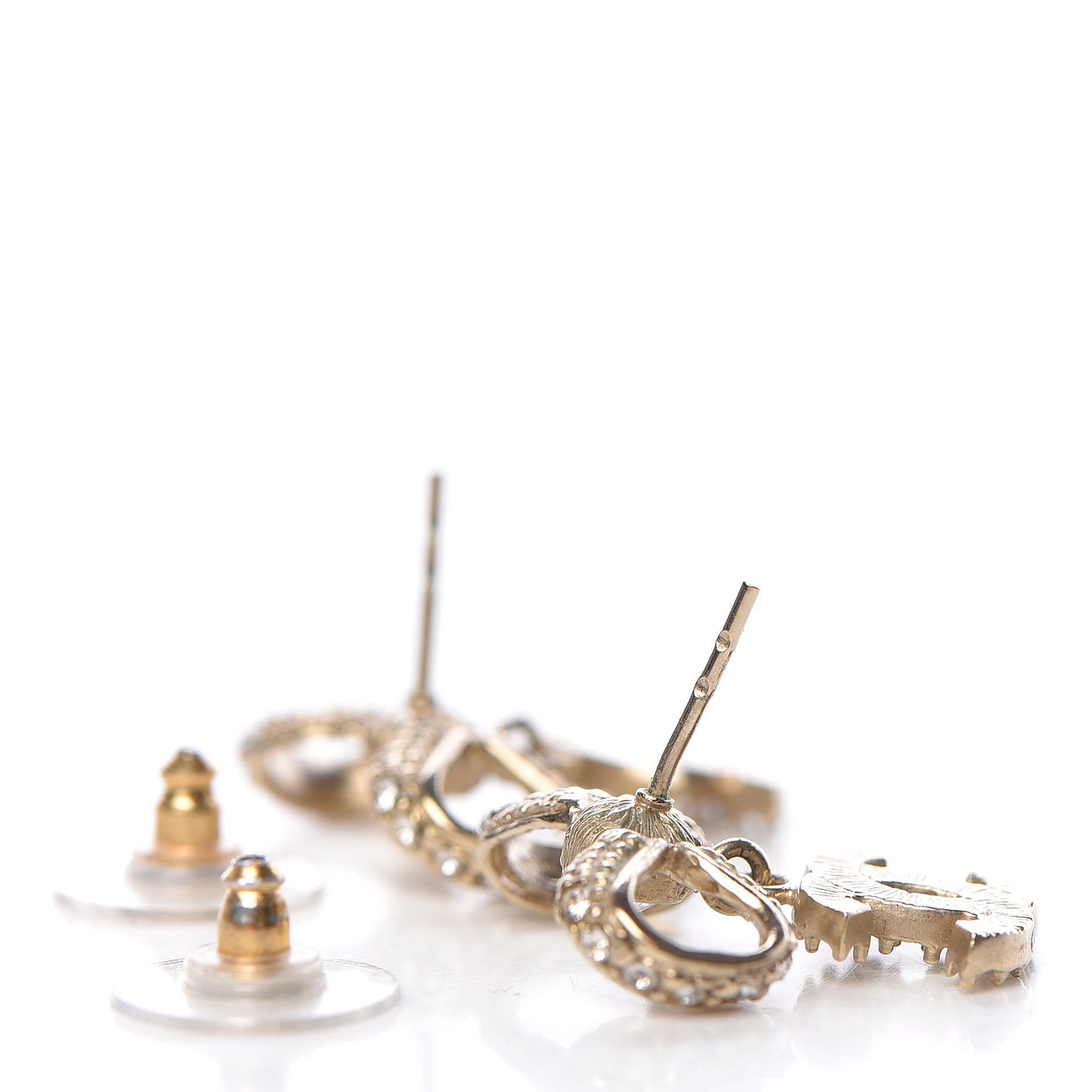 Crystal CC Bow Drop Earrings Gold