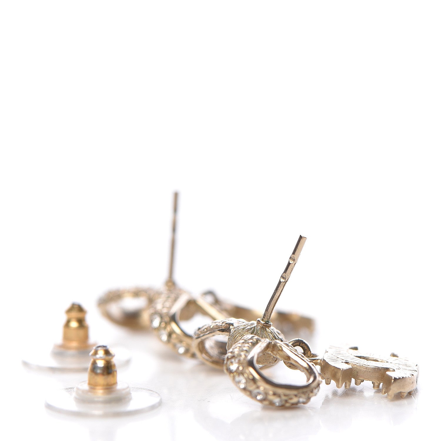 Chanel Crystal CC Bow Drop Earrings Gold 4 of 4
