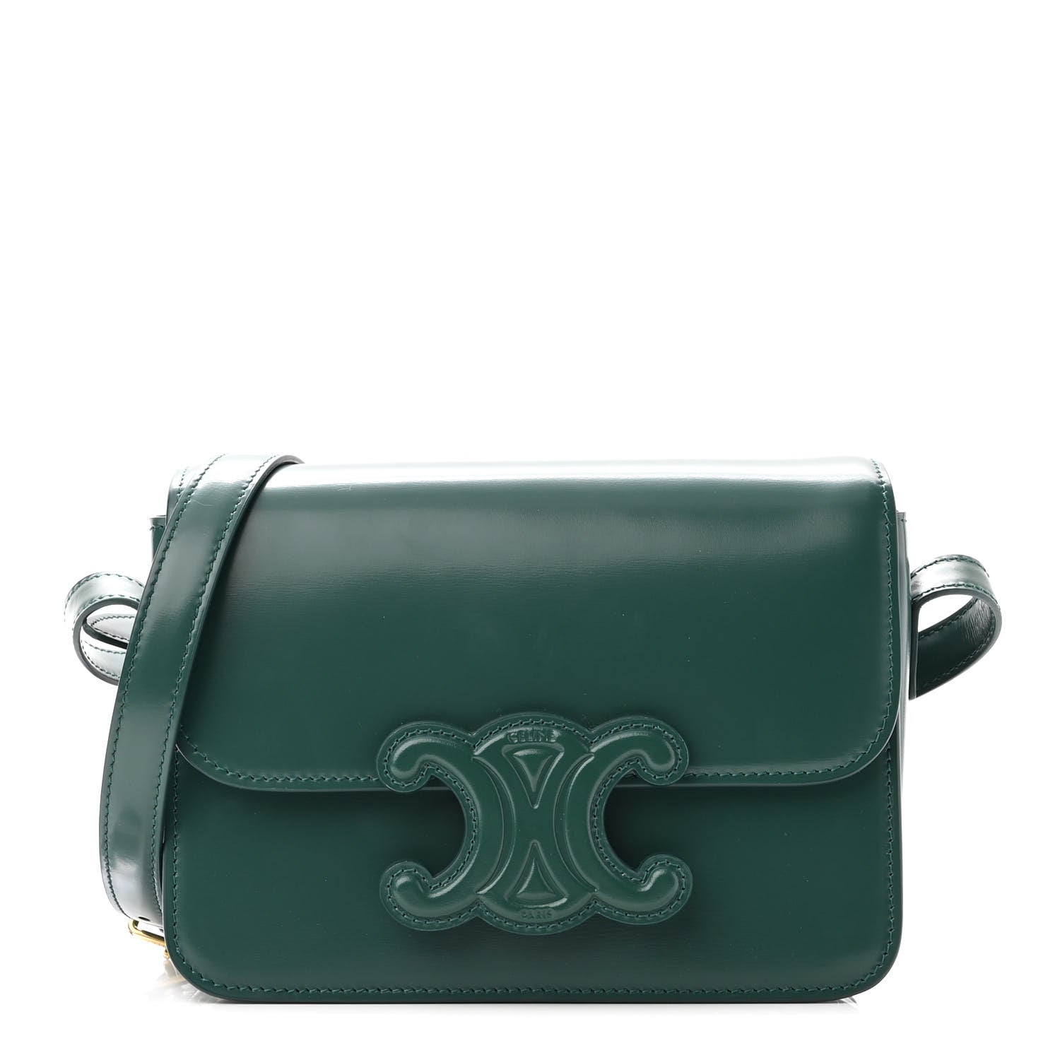 Celine Shiny Calfskin Teen Cuir Triomphe Pine Green 1211562