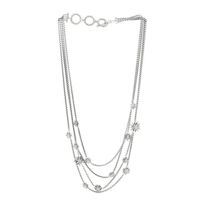 David Yurman Sterling Silver Diamond Multi Strand Starburst Station Necklace 3 of 4