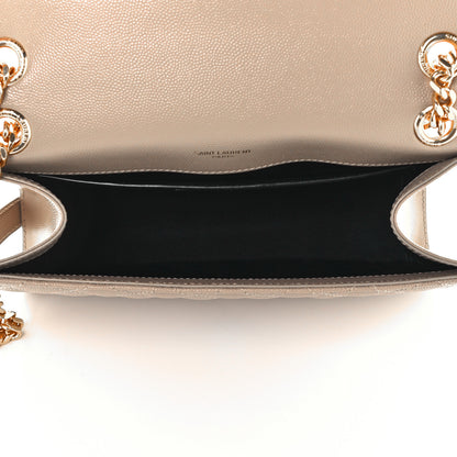 Saint Laurent Grain De Poudre Textured Mixed Matelasse Medium Triquilt Monogram Satchel Dark Beige 5 of 12