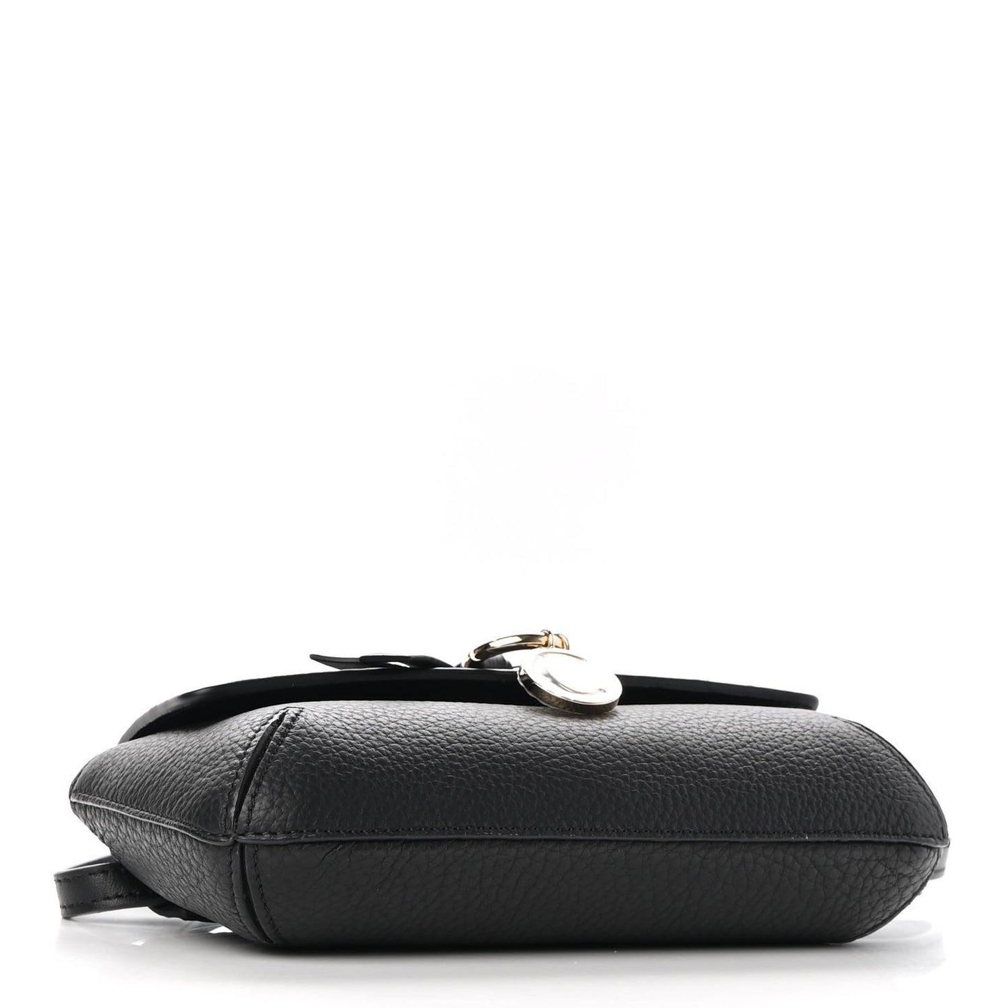 Grained Calfskin Alphabet Crossbody Pouch Black