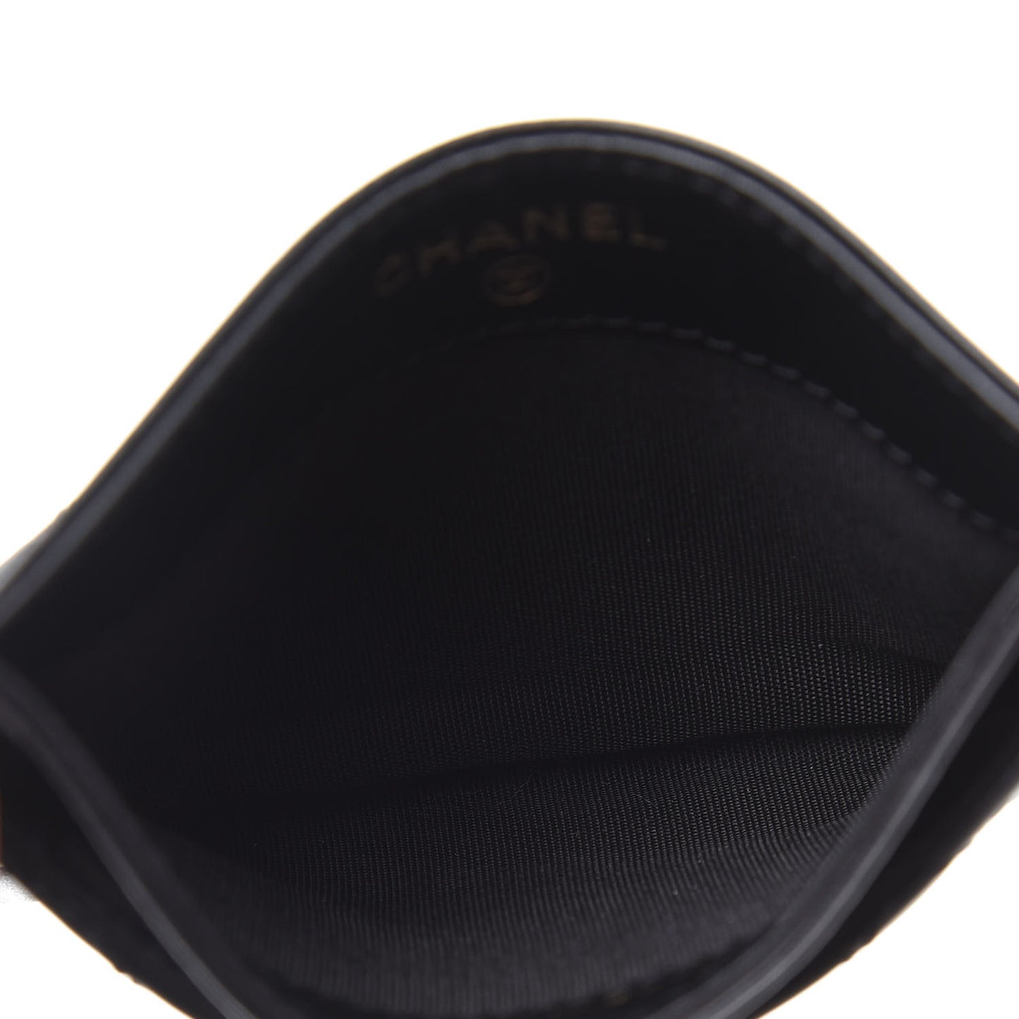 Lambskin Camellia Stitched Card Holder Black