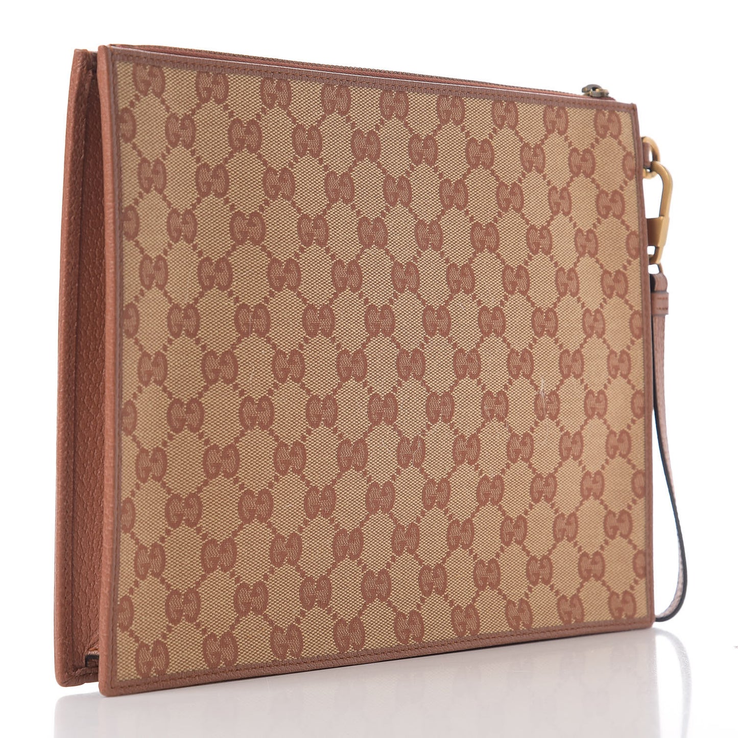 X MLB GG Monogram NY Yankees Zip Wristlet Pouch Beige Ruggine Ivory