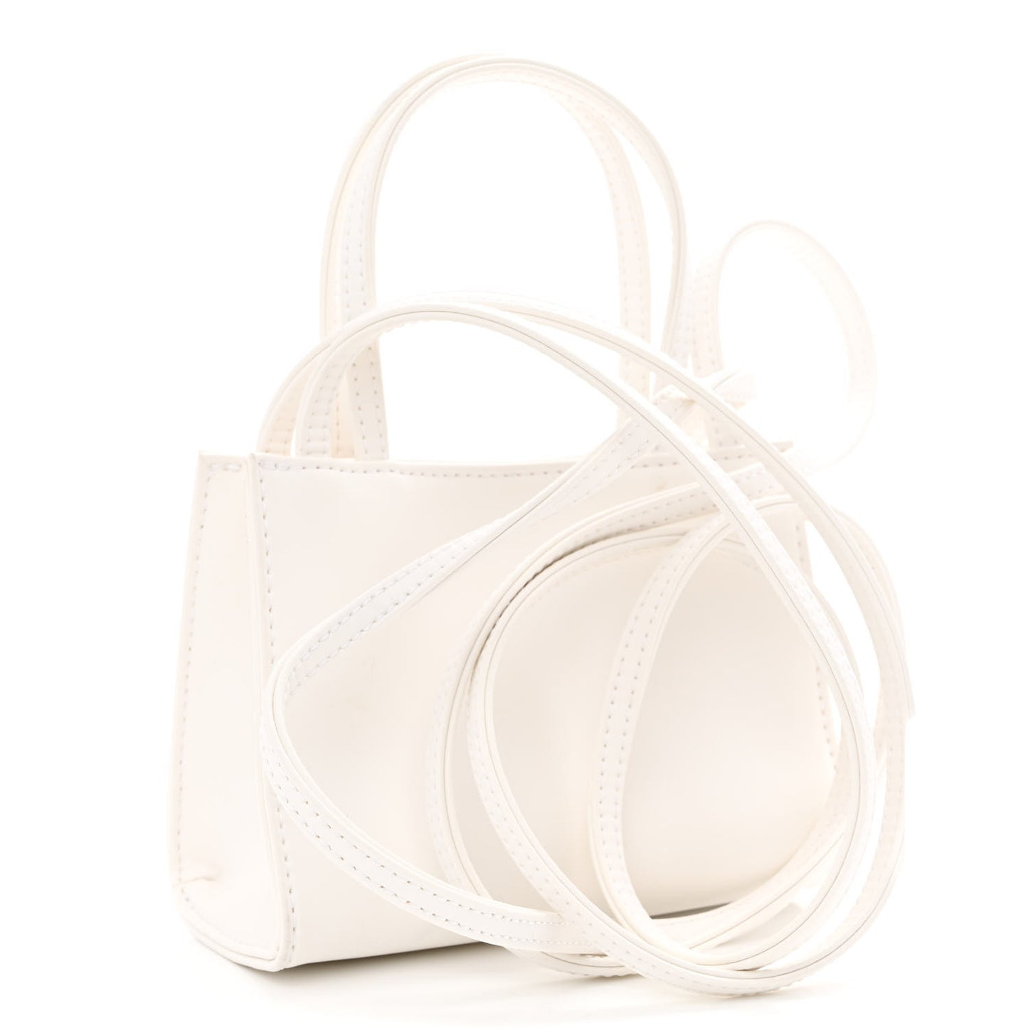 Vegan Leather Small Shopping Bag White