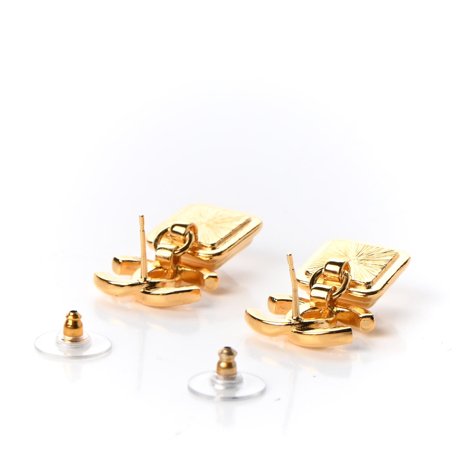 Chanel Large Crystal CC Drop Earrings Gold 3 of 5