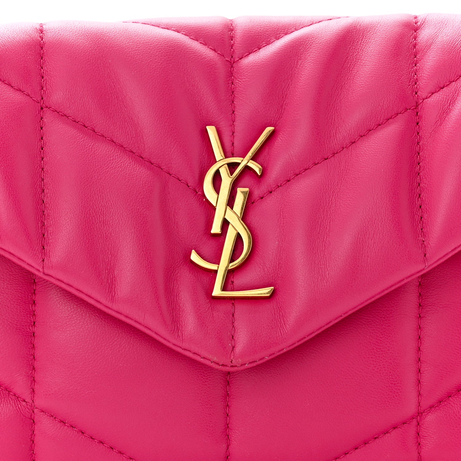 Saint Laurent Lambskin Quilted Toy Loulou Puffer Monogram Chain Satchel Bubblegum 8 of 15