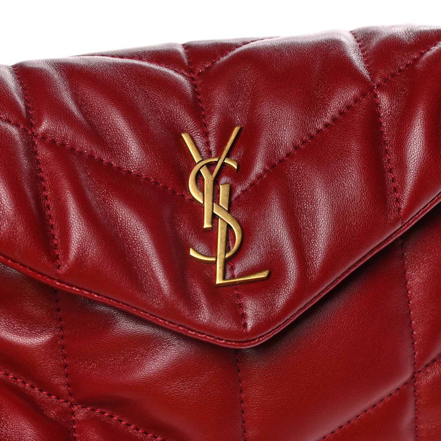 Lambskin Quilted Toy Loulou Puffer Monogram Chain Satchel Red