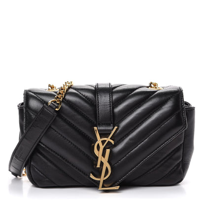 Saint Laurent Grained Calfskin Matelasse Chevron Monogram Classic Baby Chain Bag Black 1 of 15