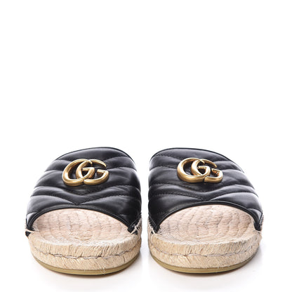 Gucci Nappa Matelasse GG Marmont Espadrille Slide Sandals 40.5 Black 2 of 12
