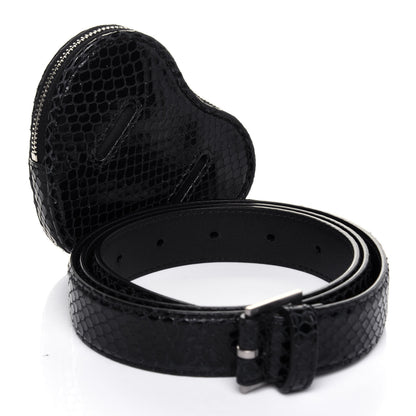 Saint Laurent Calfskin Snakeskin Embossed Love Heart Belt Bag Black 3 of 15