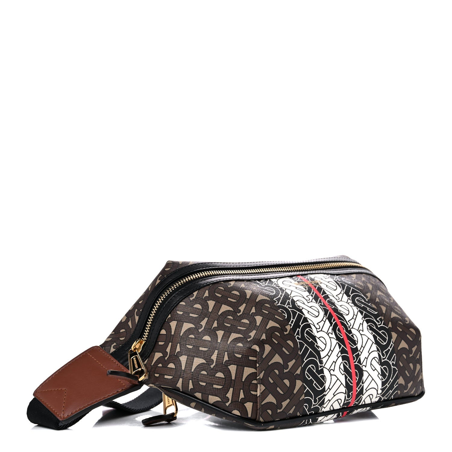 Burberry E-Canvas Monogram Stripe Medium Sonny Bum Bag Bridle Brown 4 of 10