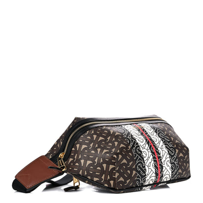 Burberry E-Canvas Monogram Stripe Medium Sonny Bum Bag Bridle Brown 4 of 10