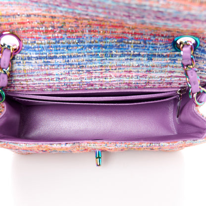 Chanel Tweed Quilted Mini Rectangular Flap Blue Pink Orange 5 of 12