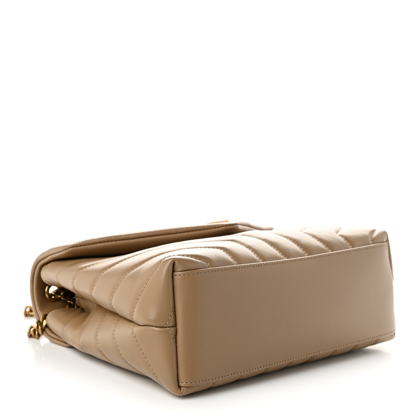 Calfskin Y Quilted Monogram Small Loulou Chain Satchel Dark Beige