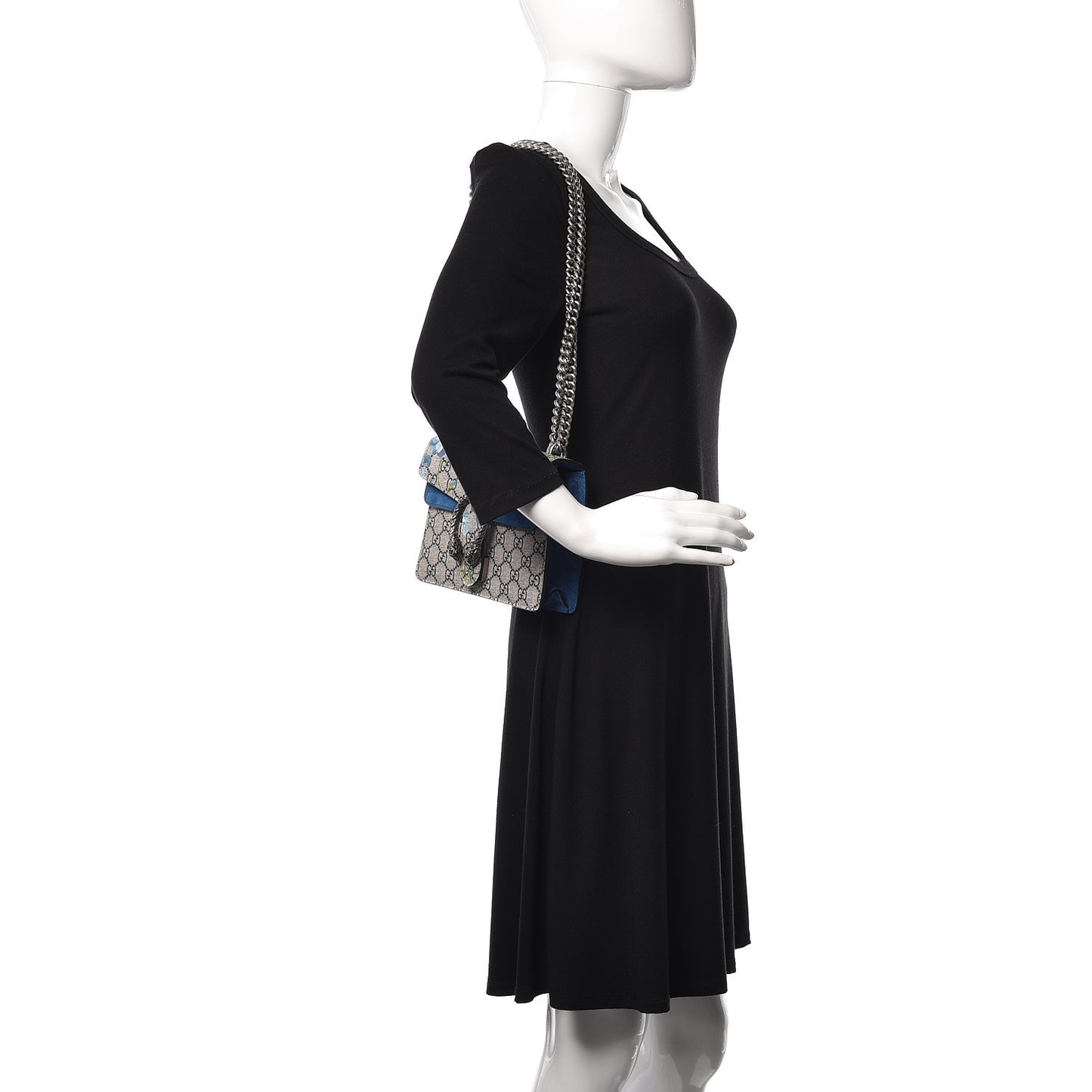 GG Supreme Monogram Blooms Mini Dionysus Shoulder Bag Beige Navy Vintage Blue