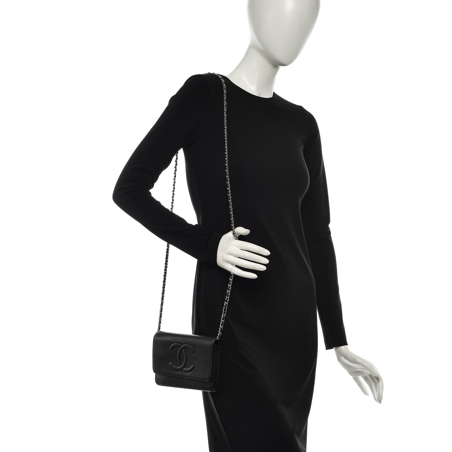 Chanel Caviar Timeless CC Wallet On Chain WOC Black 2 of 10