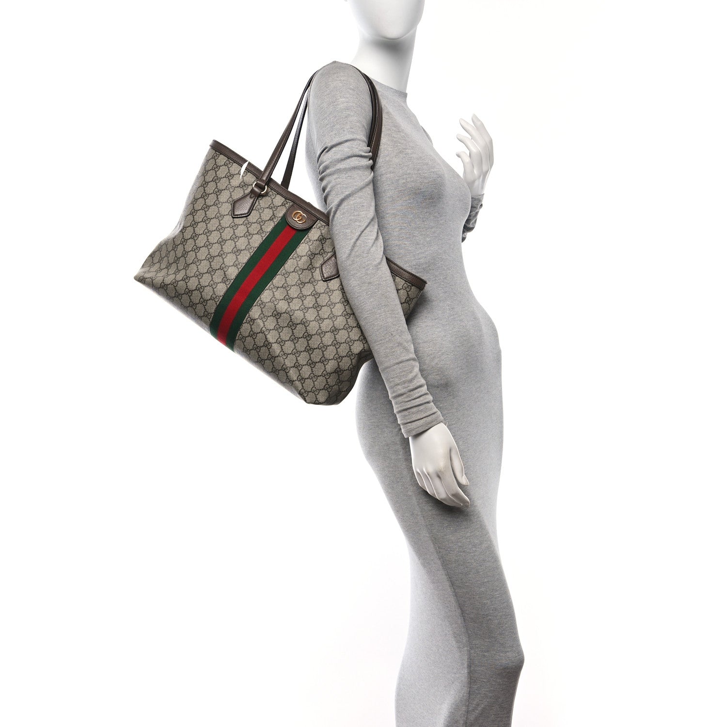 Gucci GG Supreme Monogram Medium Ophidia Shopping Tote Brown 3 of 11