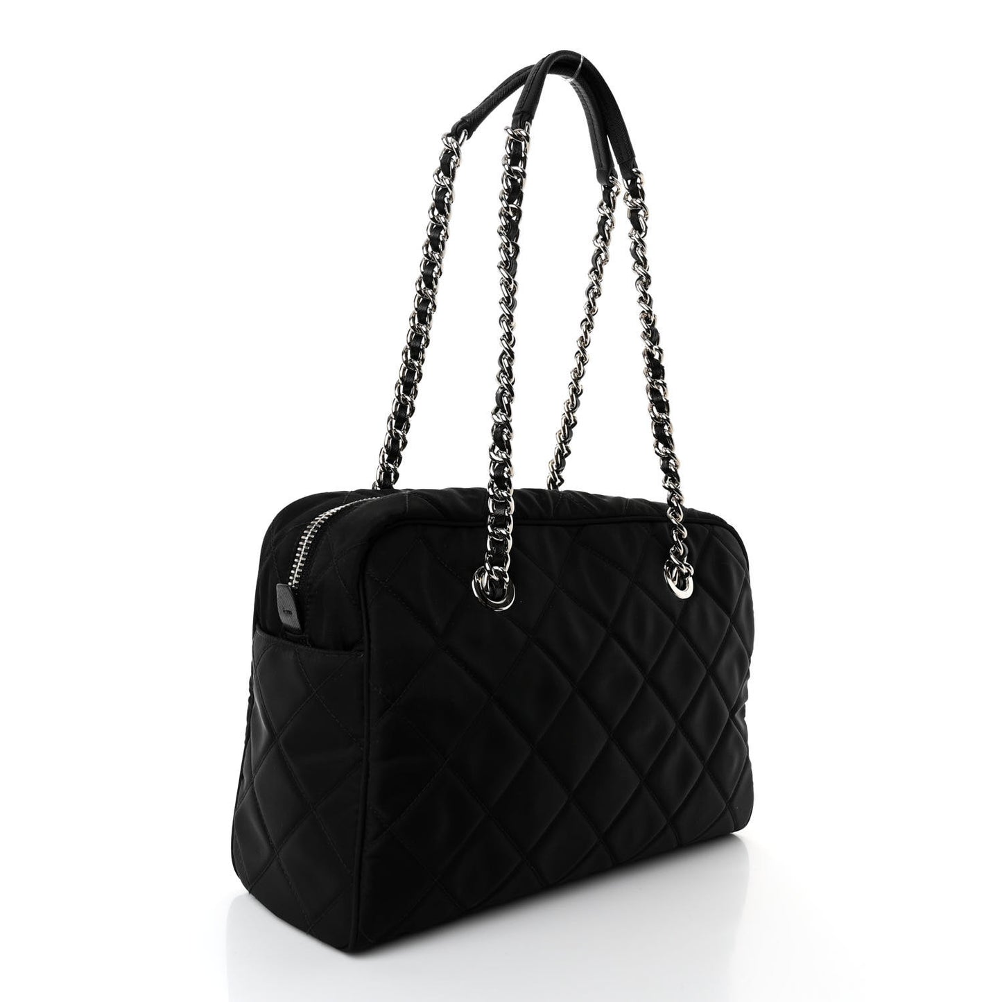 Nylon Tessuto Impuntu Quilted Shoulder Bag Black