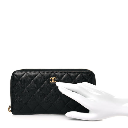 Chanel Caviar Quilted Large Gusset Zip Around Wallet Black 2 of 12